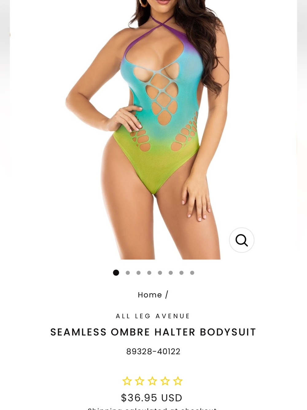 New $37 Leg Avenue Gradient Cutout Halter seamless ombré bodysuit halter top s l - Picture 4 of 9